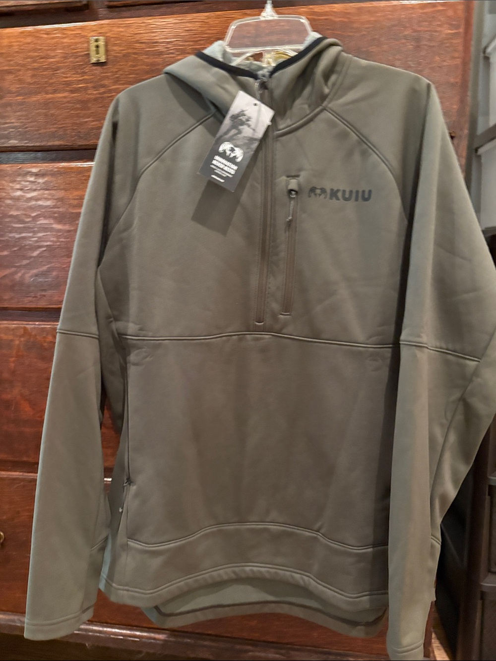 KUIU Olive Green Hooded Performance Softshell Pullover